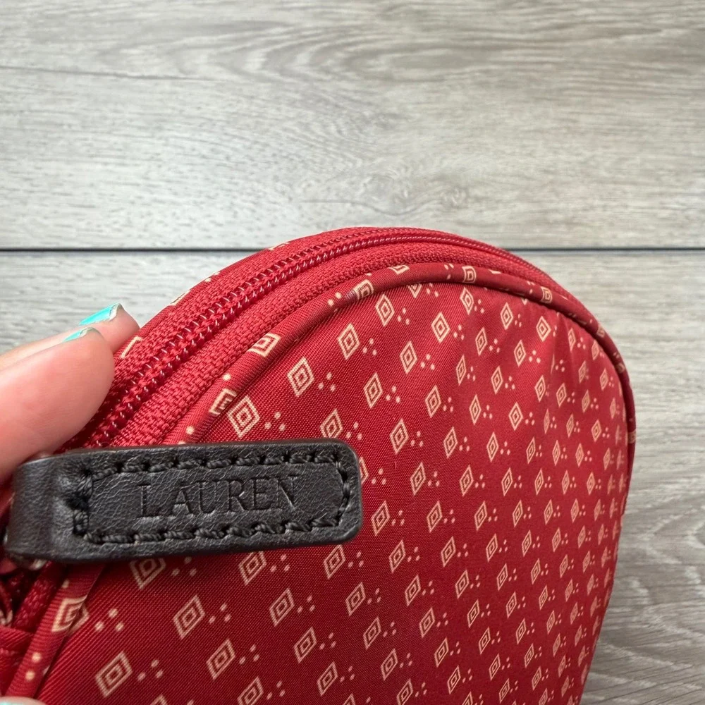 Lauren Ralph Lauren Women Cosmetic Bag Diamond Print Red Small